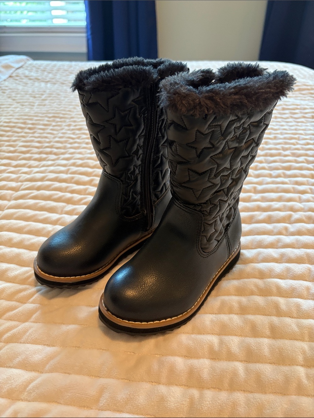 HM girls fur lined black boots